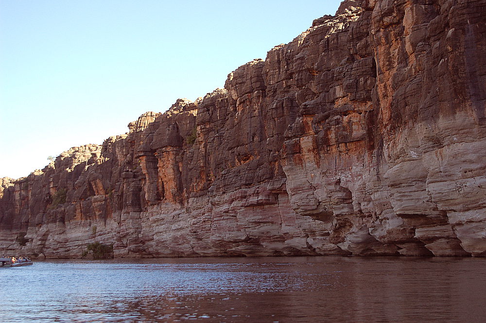 The white line marks how high the water can get, Geike Gorge, Western Australia